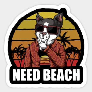 I love cat i need beach design sticker Sticker